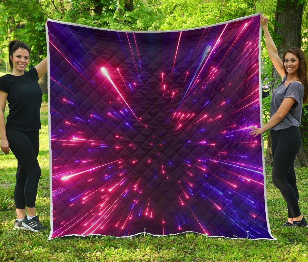 Celestial Purple Blue Neon Speed Light Premium Quilt-JTAMIGO.COM
