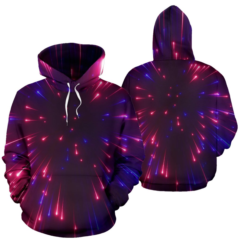 Celestial Purple Blue Neon Speed Light Pullover Hoodie