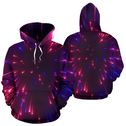 Celestial Purple Blue Neon Speed Light Pullover Hoodie