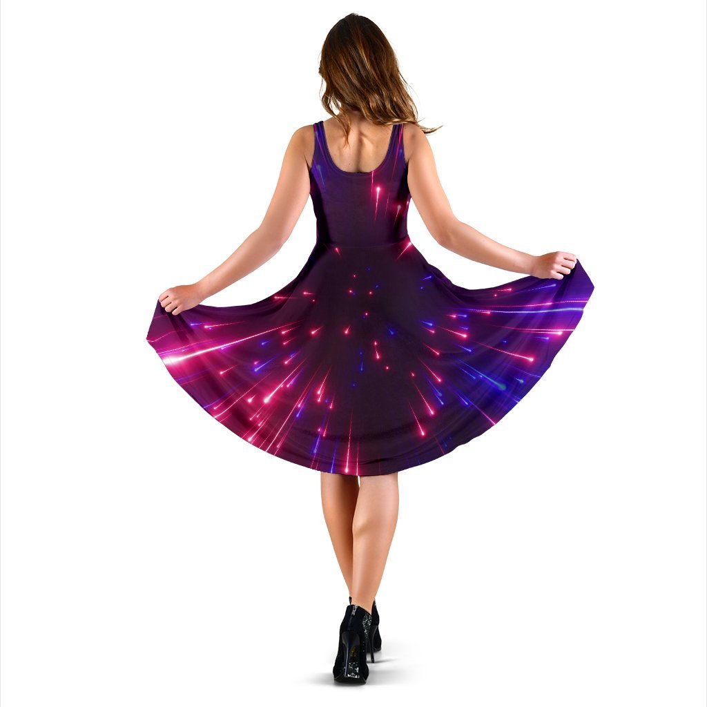 Celestial Purple Blue Neon Speed Light Sleeveless Dress