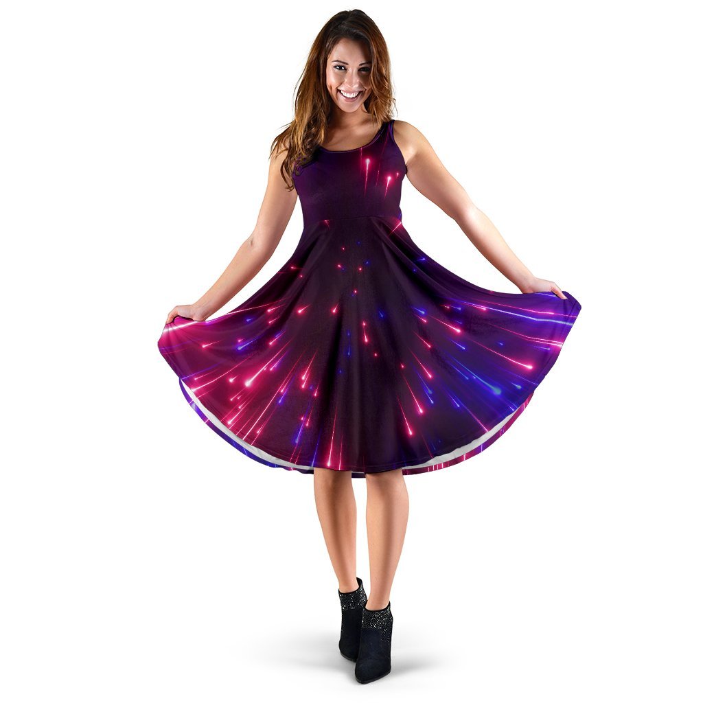 Celestial Purple Blue Neon Speed Light Sleeveless Dress