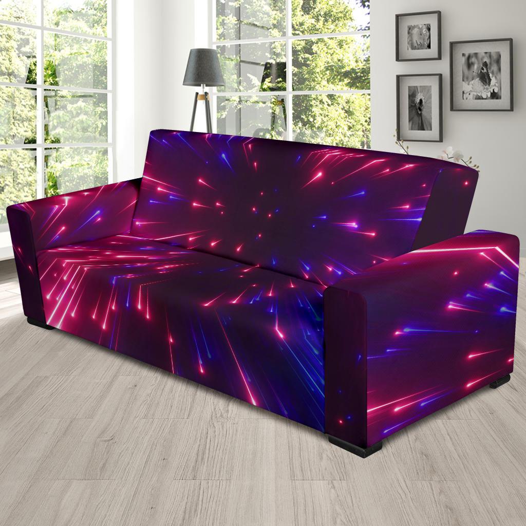 Celestial Purple Blue Neon Speed Light Sofa Slipcover-JTAMIGO.COM