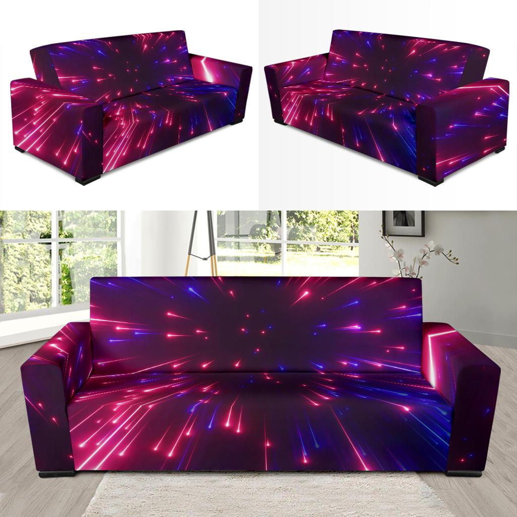 Celestial Purple Blue Neon Speed Light Sofa Slipcover-JTAMIGO.COM