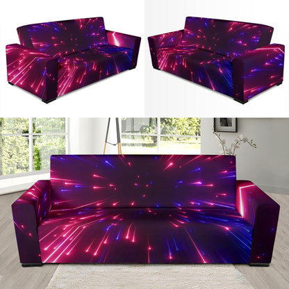 Celestial Purple Blue Neon Speed Light Sofa Slipcover-JTAMIGO.COM