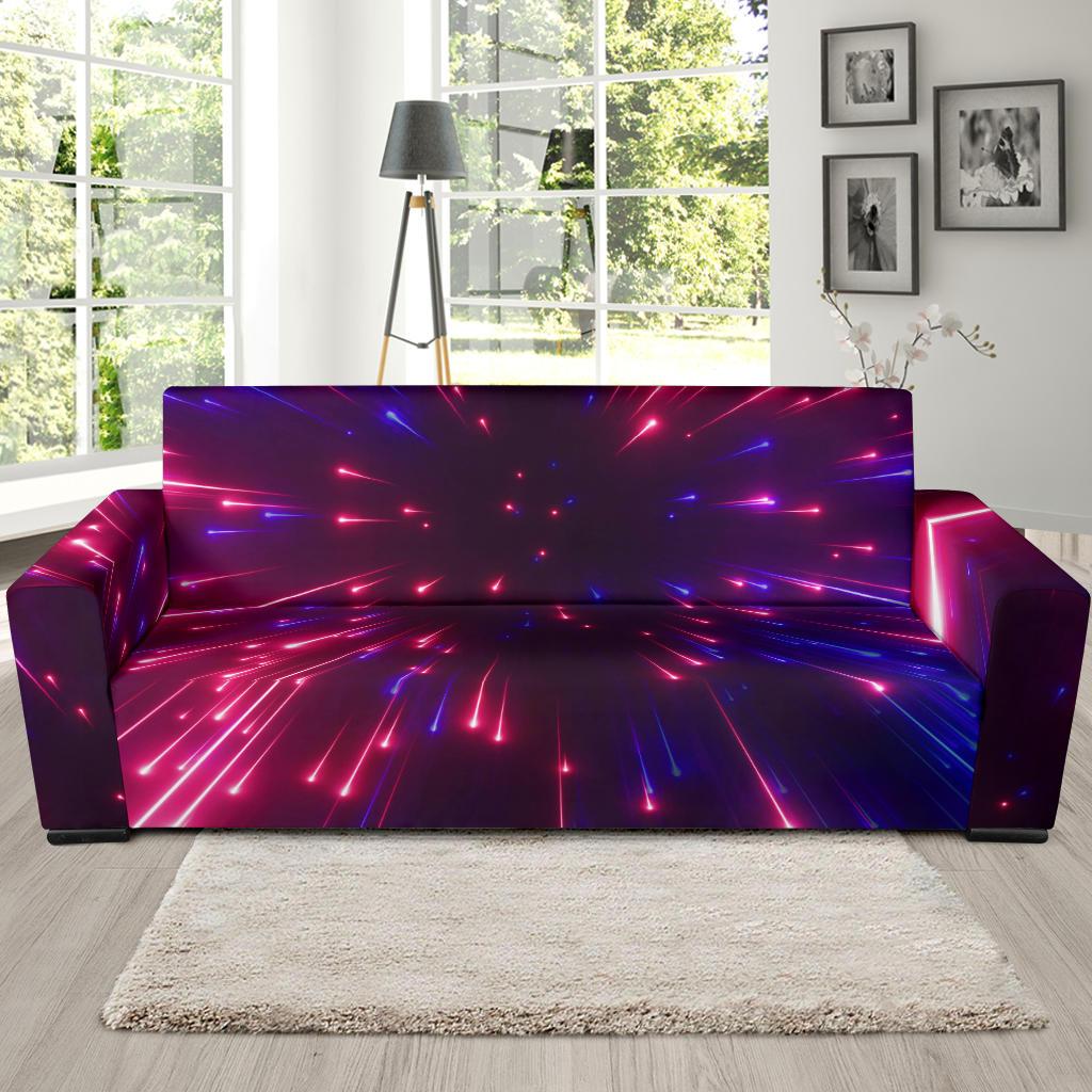 Celestial Purple Blue Neon Speed Light Sofa Slipcover-JTAMIGO.COM