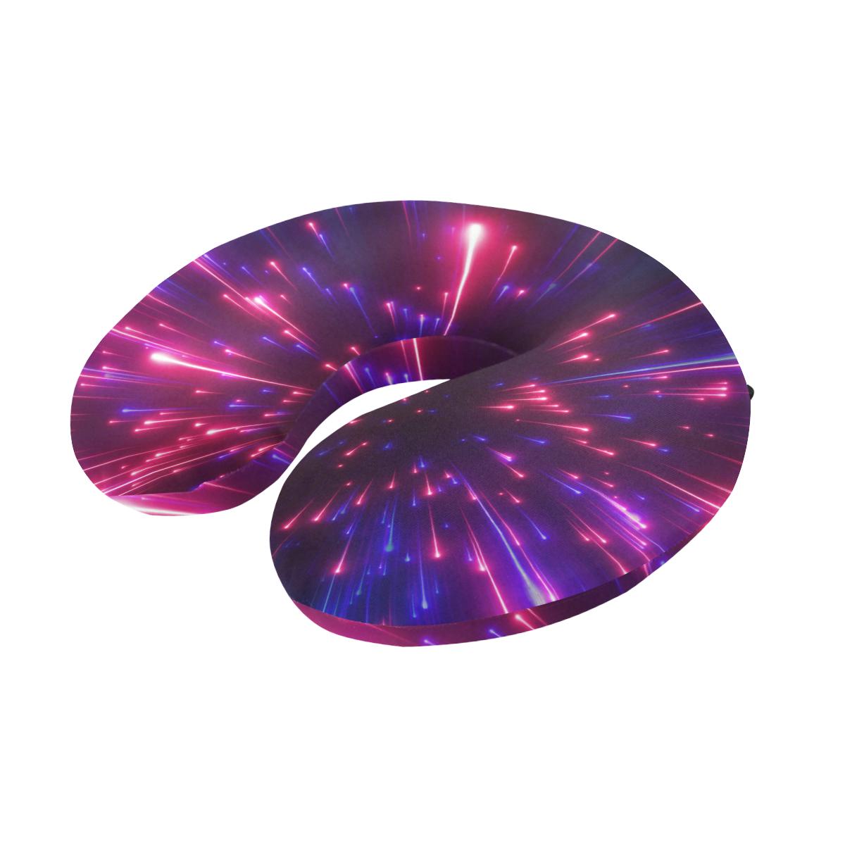 Celestial Purple Blue Neon Speed Light U-Shaped Travel Neck Pillow-JTAMIGO.COM