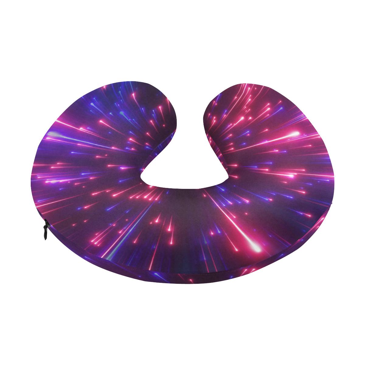 Celestial Purple Blue Neon Speed Light U-Shaped Travel Neck Pillow-JTAMIGO.COM