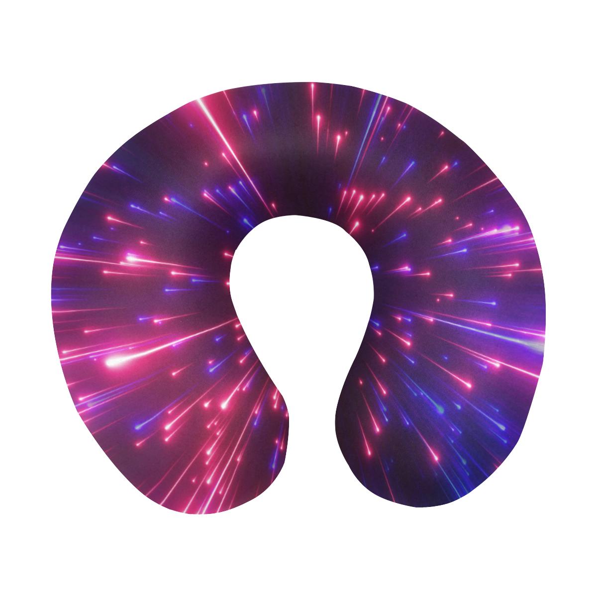 Celestial Purple Blue Neon Speed Light U-Shaped Travel Neck Pillow-JTAMIGO.COM