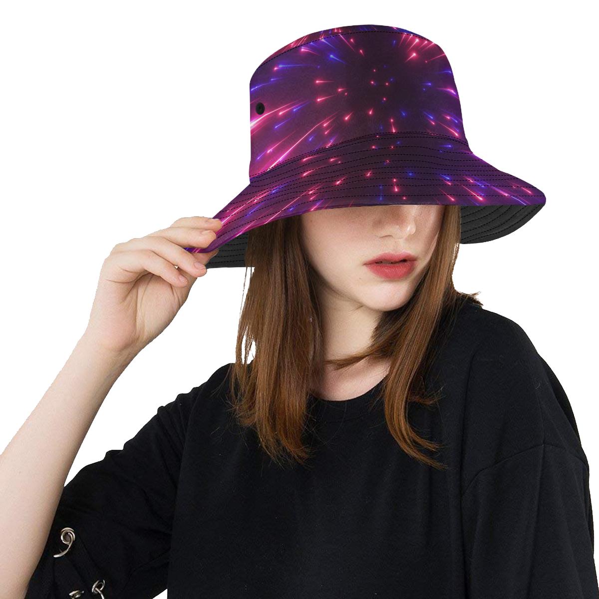 Celestial Purple Blue Neon Speed Light Unisex Bucket Hat