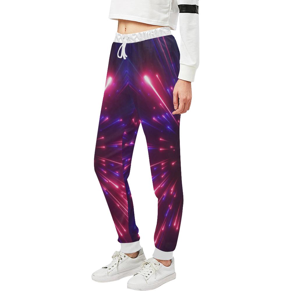 Celestial Purple Blue Neon Speed Light Unisex Casual Sweatpants (Model L11)-JTAMIGO.COM