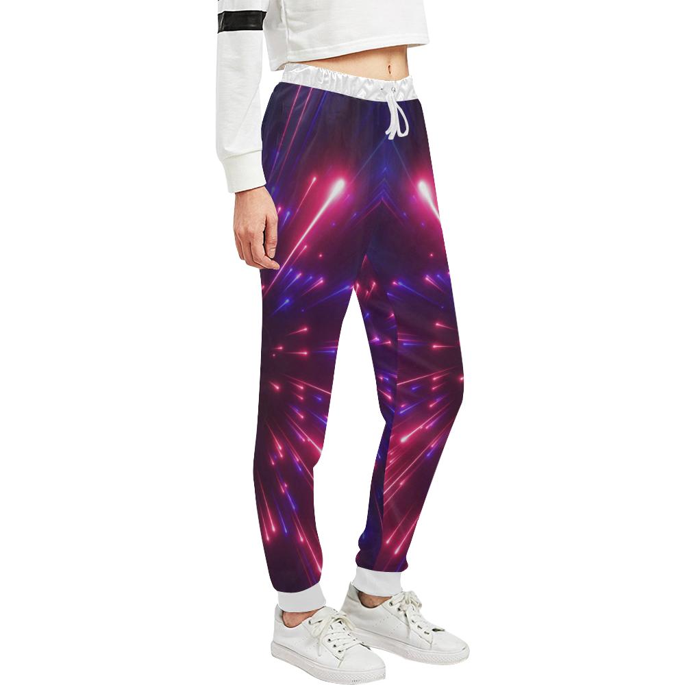 Celestial Purple Blue Neon Speed Light Unisex Casual Sweatpants (Model L11)-JTAMIGO.COM