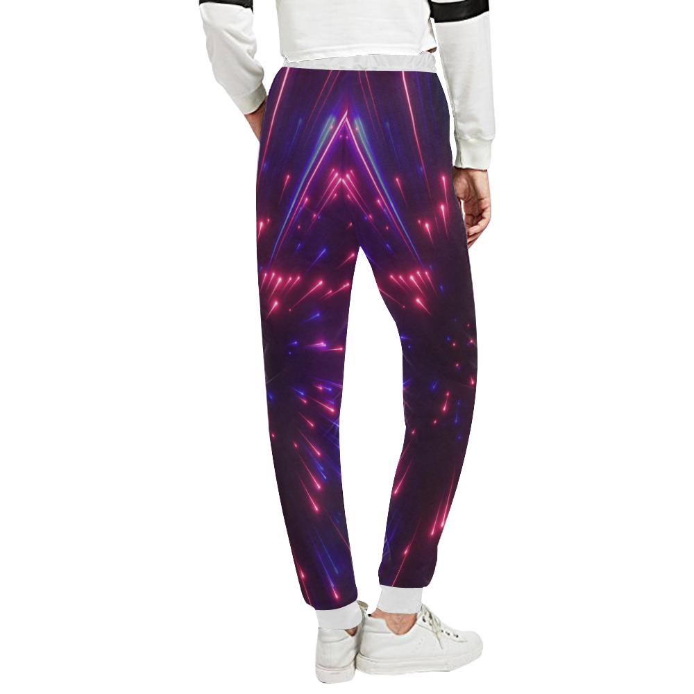 Celestial Purple Blue Neon Speed Light Unisex Casual Sweatpants (Model L11)-JTAMIGO.COM