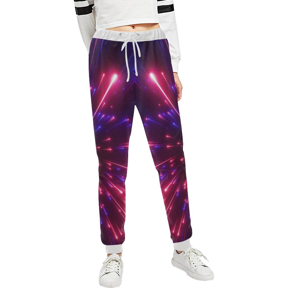 Celestial Purple Blue Neon Speed Light Unisex Casual Sweatpants (Model L11)-JTAMIGO.COM