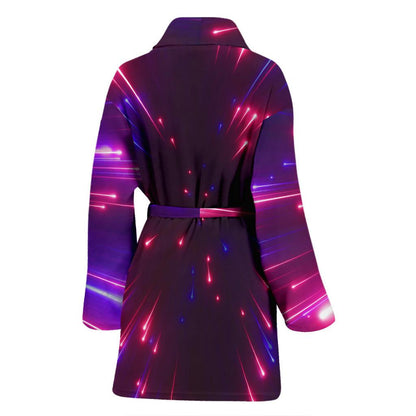 Celestial Purple Blue Neon Speed Light Women Bath Robe-JTAMIGO.COM