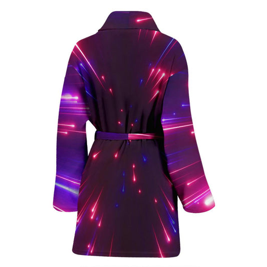 Celestial Purple Blue Neon Speed Light Women Bath Robe-JTAMIGO.COM