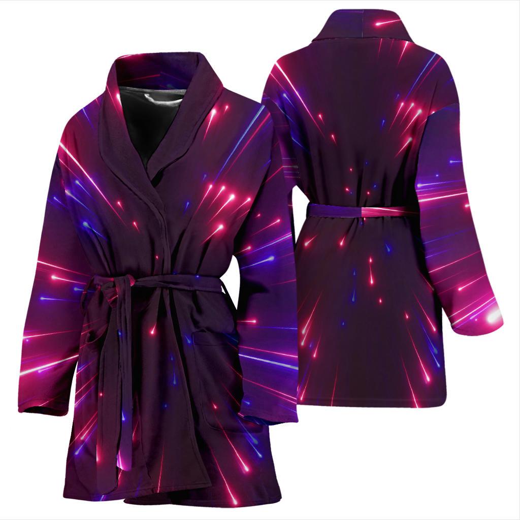Celestial Purple Blue Neon Speed Light Women Bath Robe-JTAMIGO.COM