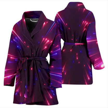 Celestial Purple Blue Neon Speed Light Women Bath Robe-JTAMIGO.COM