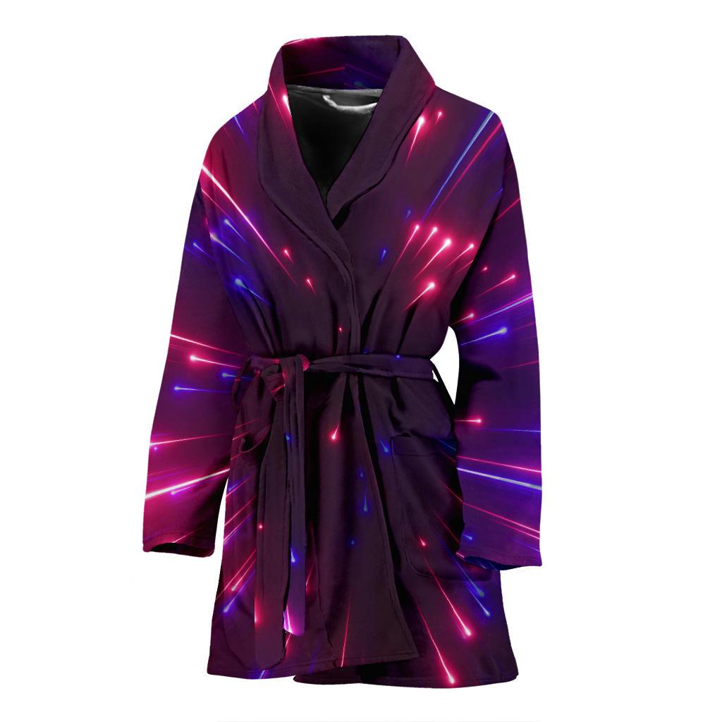 Celestial Purple Blue Neon Speed Light Women Bath Robe-JTAMIGO.COM