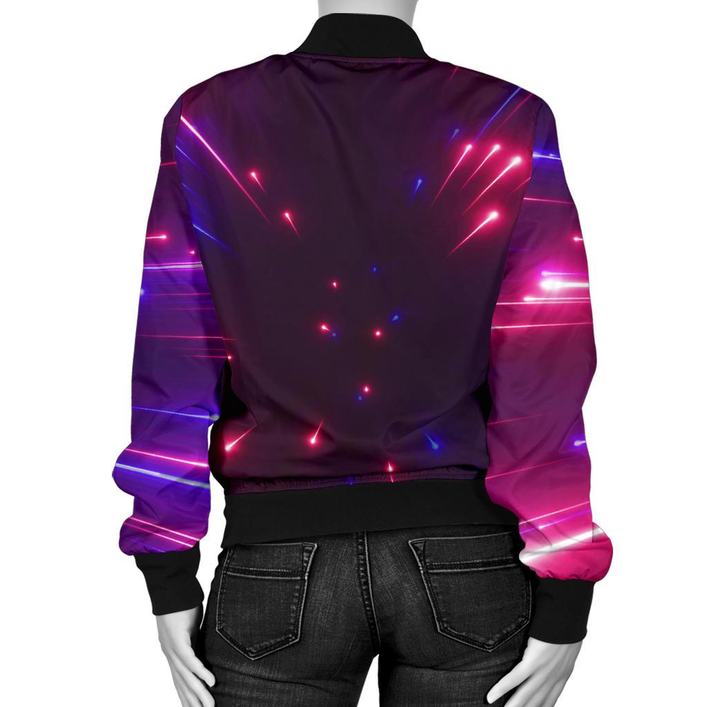 Celestial Purple Blue Neon Speed Light Women Casual Bomber Jacket