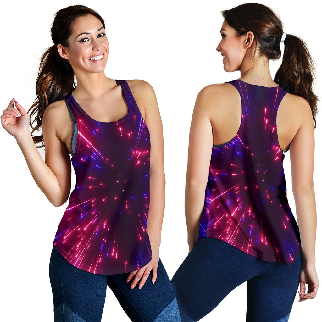 Celestial Purple Blue Neon Speed Light Women Racerback Tank Top
