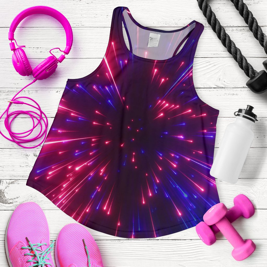 Celestial Purple Blue Neon Speed Light Women Racerback Tank Top