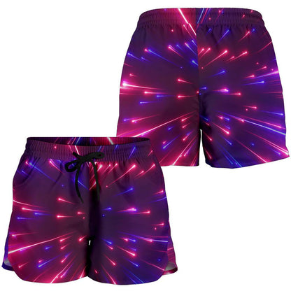 Celestial Purple Blue Neon Speed Light Women Shorts-JTAMIGO.COM