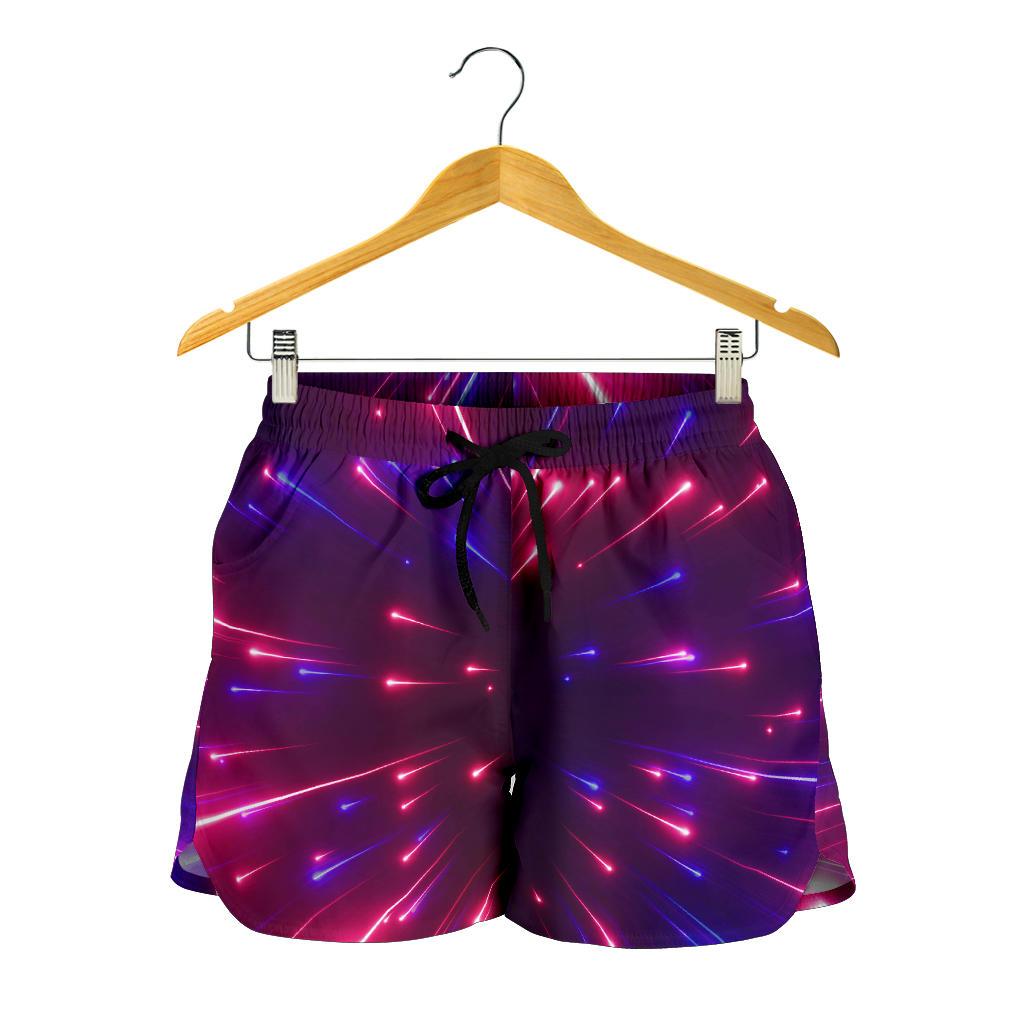 Celestial Purple Blue Neon Speed Light Women Shorts-JTAMIGO.COM