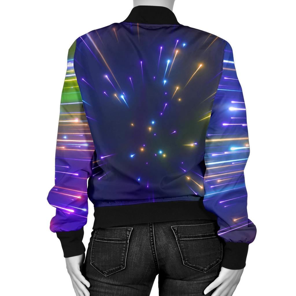 Celestial Rainbow Speed Light Women Casual Bomber Jacket