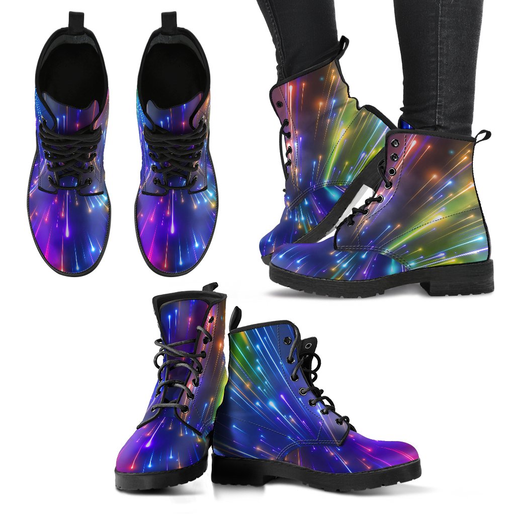 Celestial Rainbow Speed Light Women Leather Boots-JTAMIGO.COM