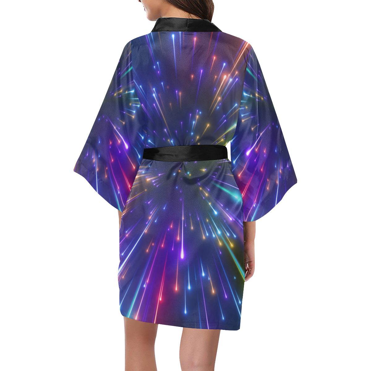 Celestial Rainbow Speed Light Women Short Kimono Robe