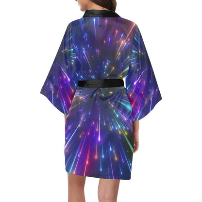 Celestial Rainbow Speed Light Women Short Kimono Robe