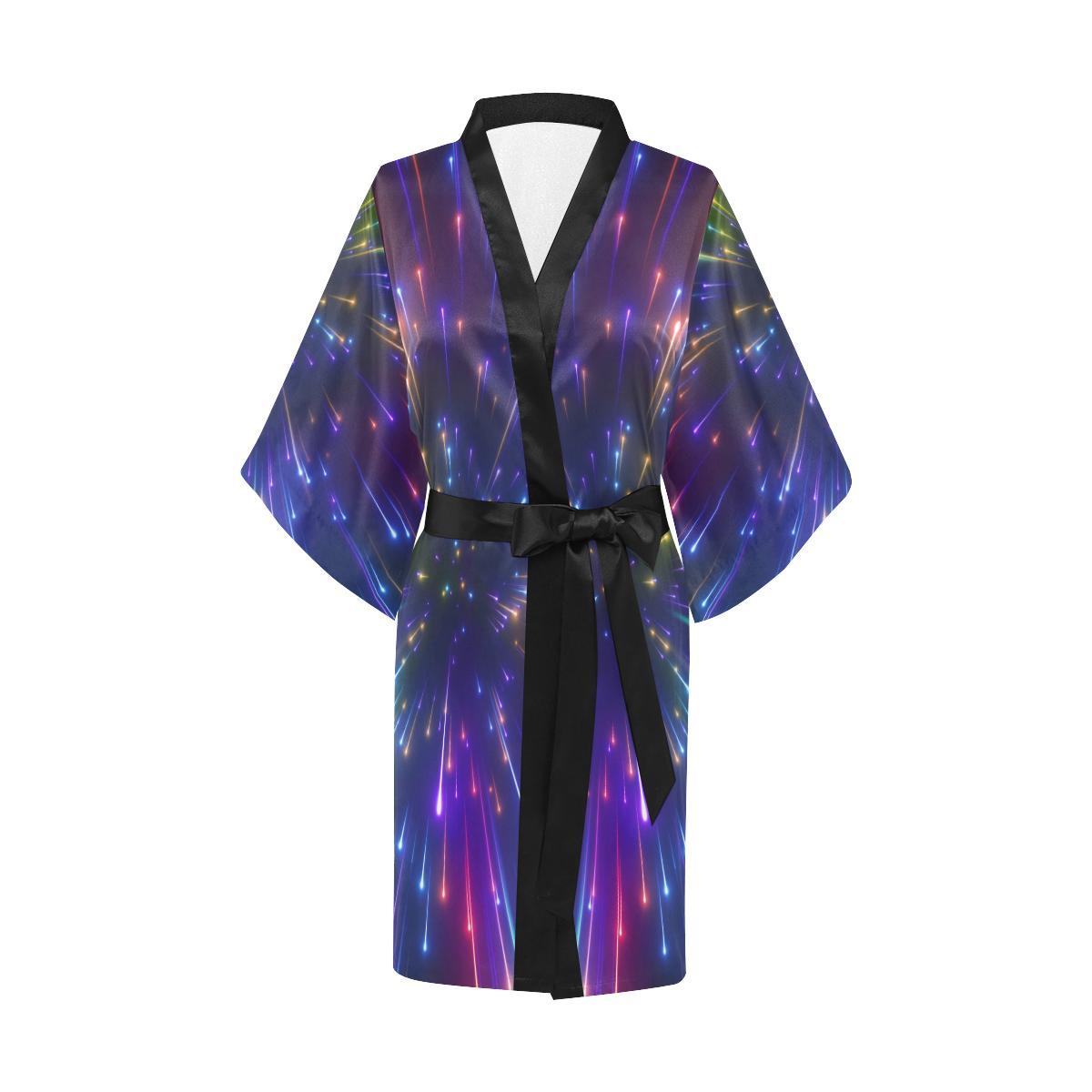 Celestial Rainbow Speed Light Women Short Kimono Robe