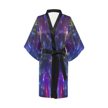 Celestial Rainbow Speed Light Women Short Kimono Robe