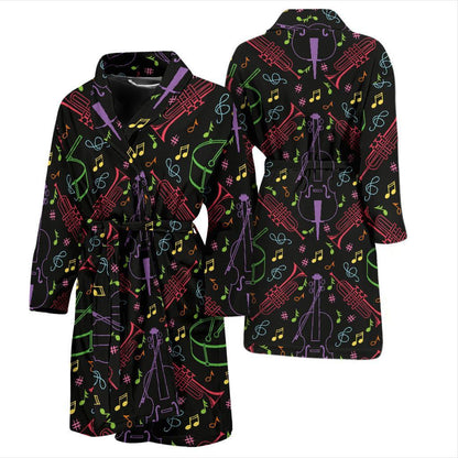 Cello Neon Pattern Print Design 02 Men Bathrobe-JORJUNE.COM