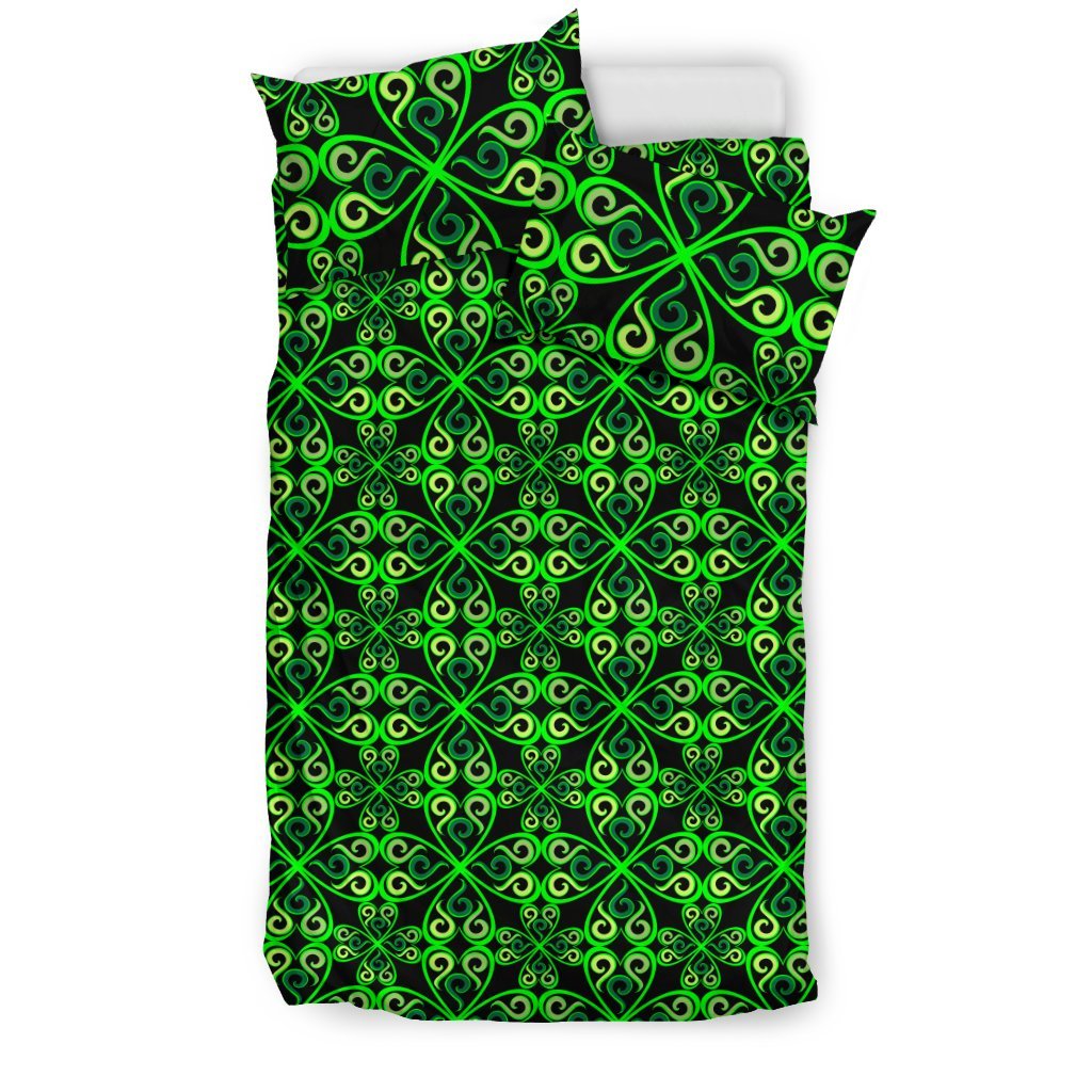 Celtic Green Neon Design Duvet Cover Bedding Set