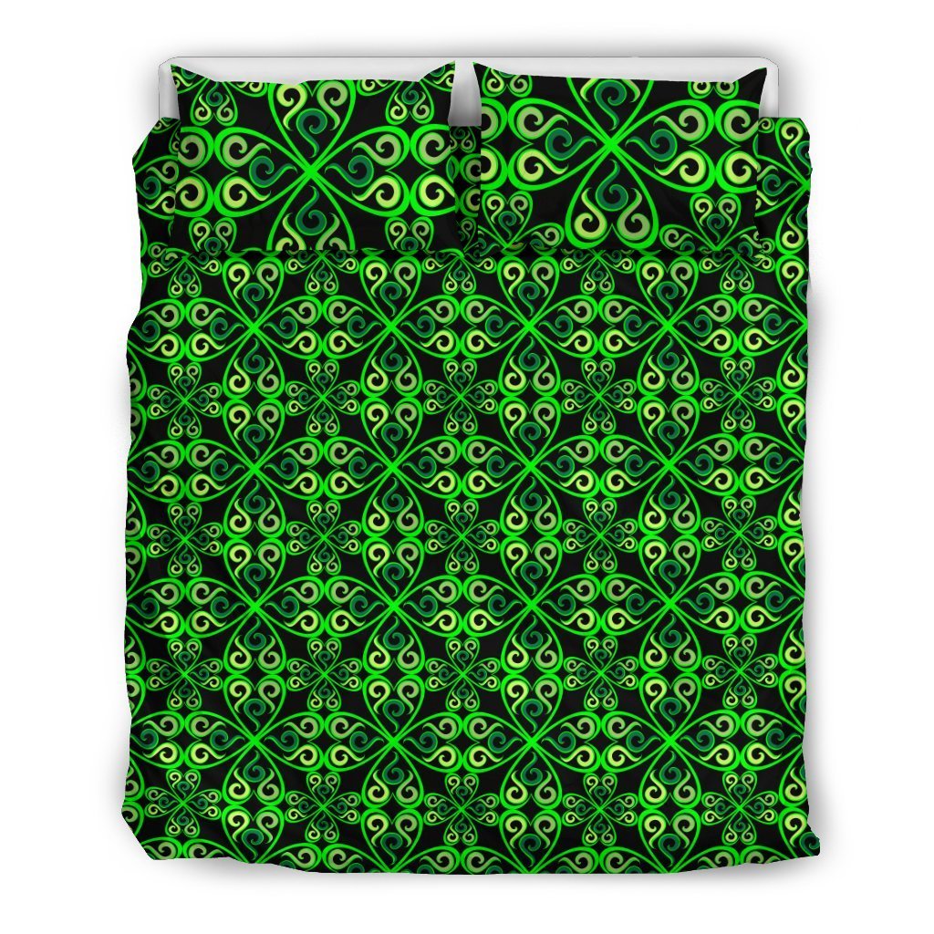 Celtic Green Neon Design Duvet Cover Bedding Set
