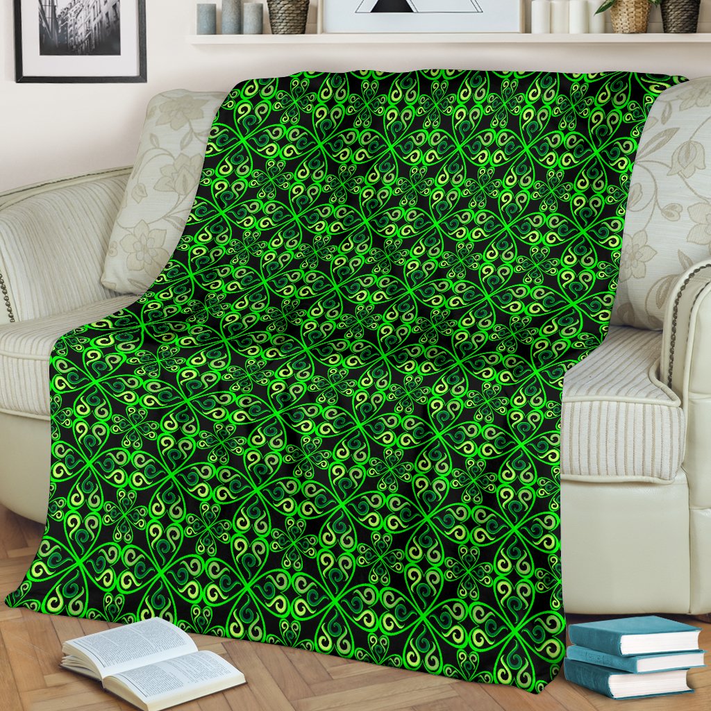 Celtic Green Neon Design Fleece Blanket