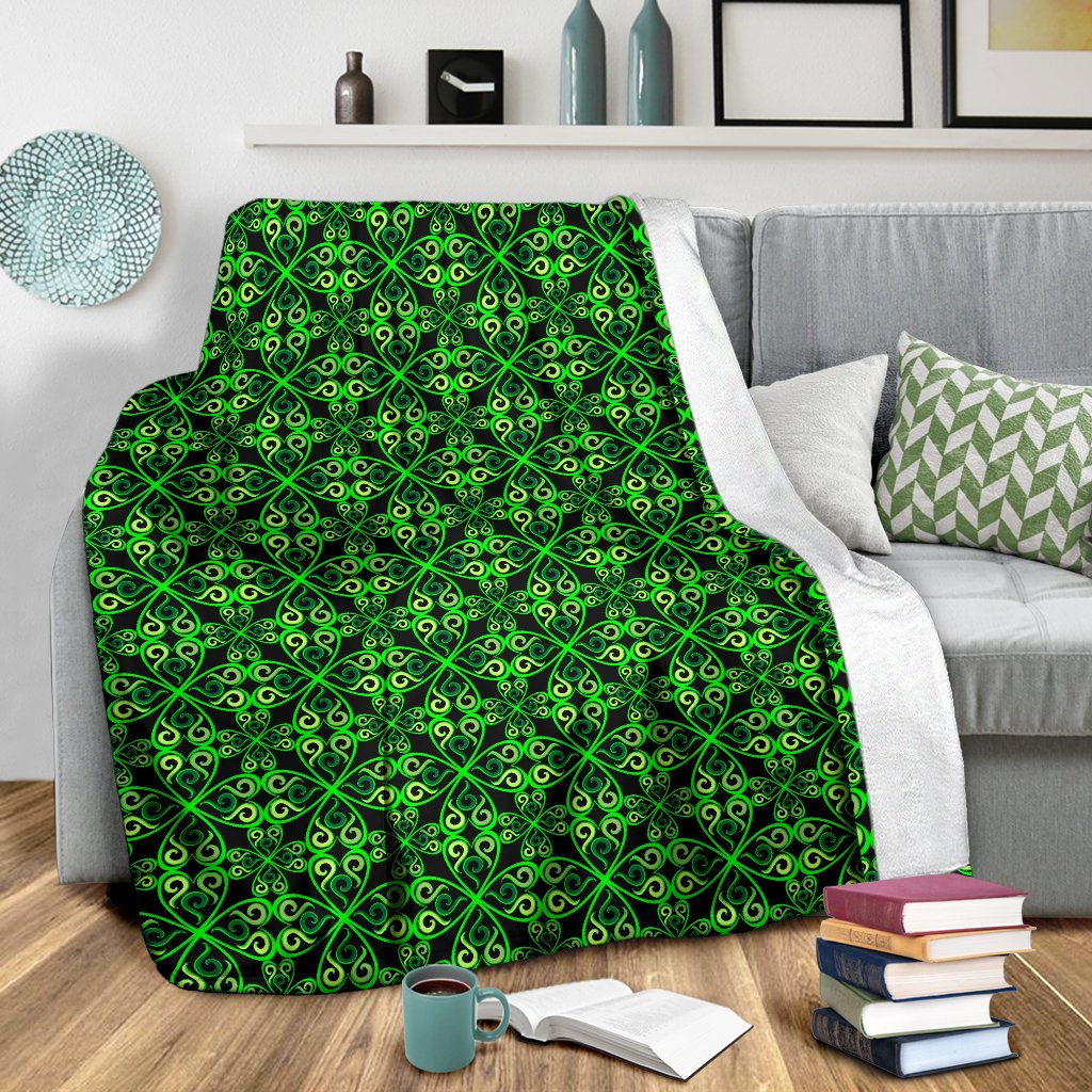 Celtic Green Neon Design Fleece Blanket