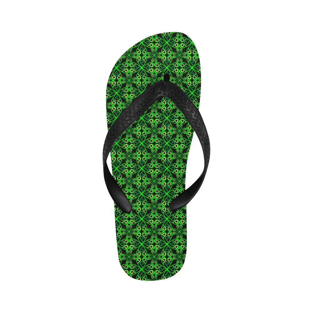 Celtic Green Neon Design Flip Flops-JTAMIGO.COM