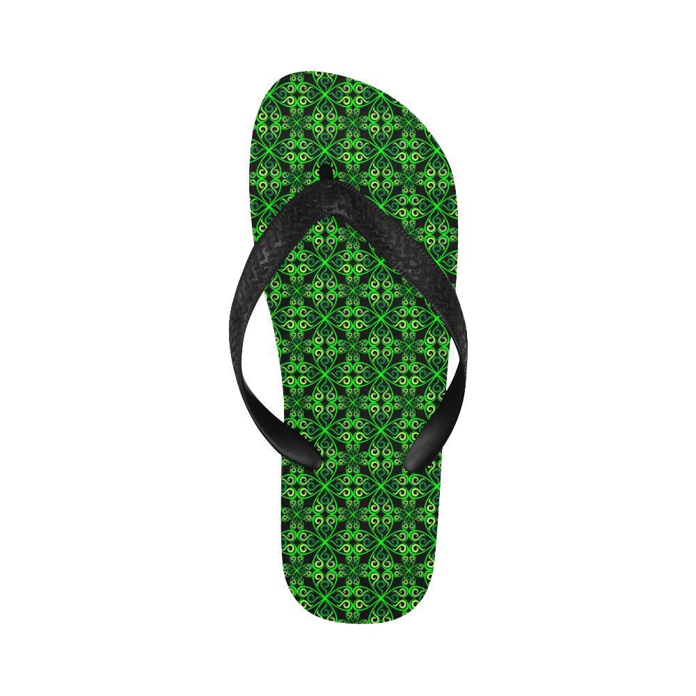 Celtic Green Neon Design Flip Flops-JTAMIGO.COM