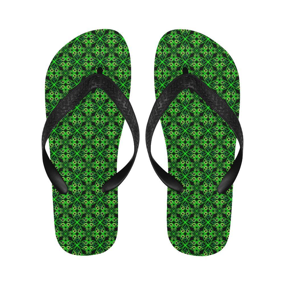 Celtic Green Neon Design Flip Flops-JTAMIGO.COM