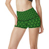 Celtic Green Neon Design High Waisted Spandex Shorts-JTAMIGO.COM