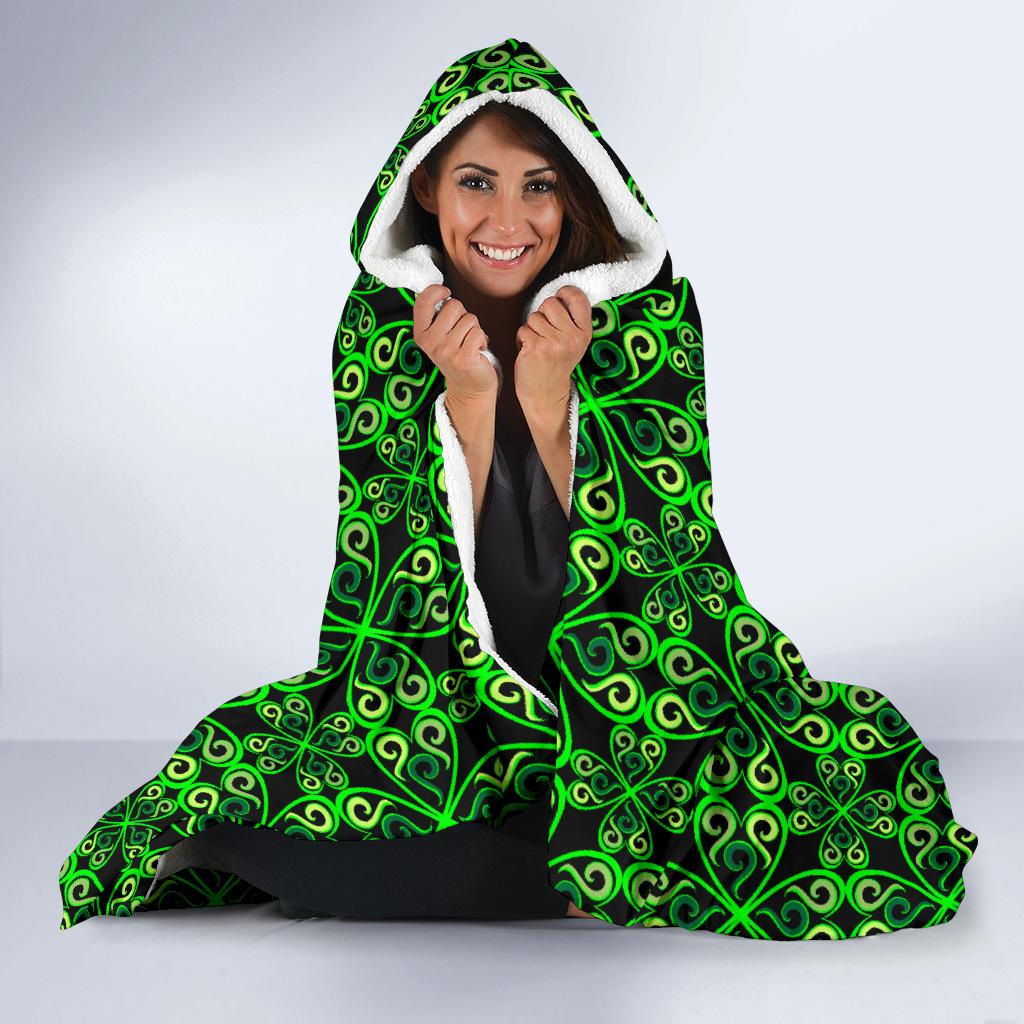 Celtic Green Neon Design Hooded Blanket-JTAMIGO.COM