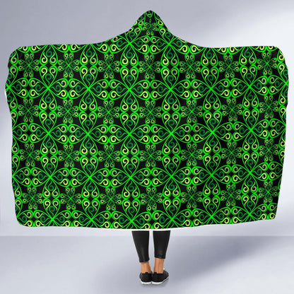 Celtic Green Neon Design Hooded Blanket-JTAMIGO.COM