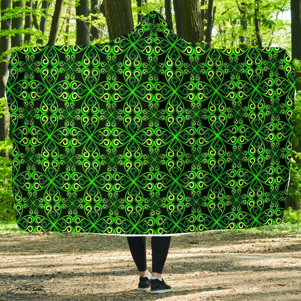 Celtic Green Neon Design Hooded Blanket-JTAMIGO.COM