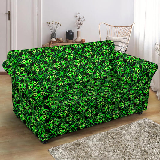 Celtic Green Neon Design Loveseat Slipcover-JTAMIGO.COM