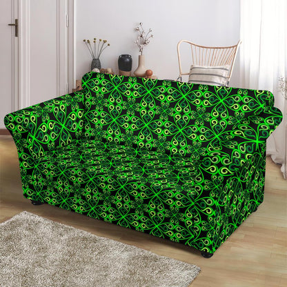 Celtic Green Neon Design Loveseat Slipcover-JTAMIGO.COM