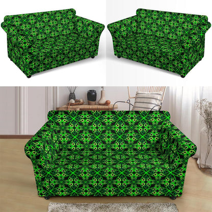 Celtic Green Neon Design Loveseat Slipcover-JTAMIGO.COM