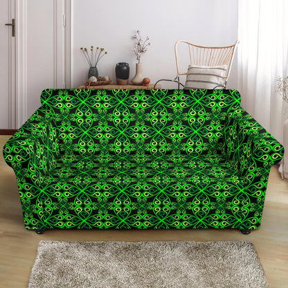 Celtic Green Neon Design Loveseat Slipcover-JTAMIGO.COM