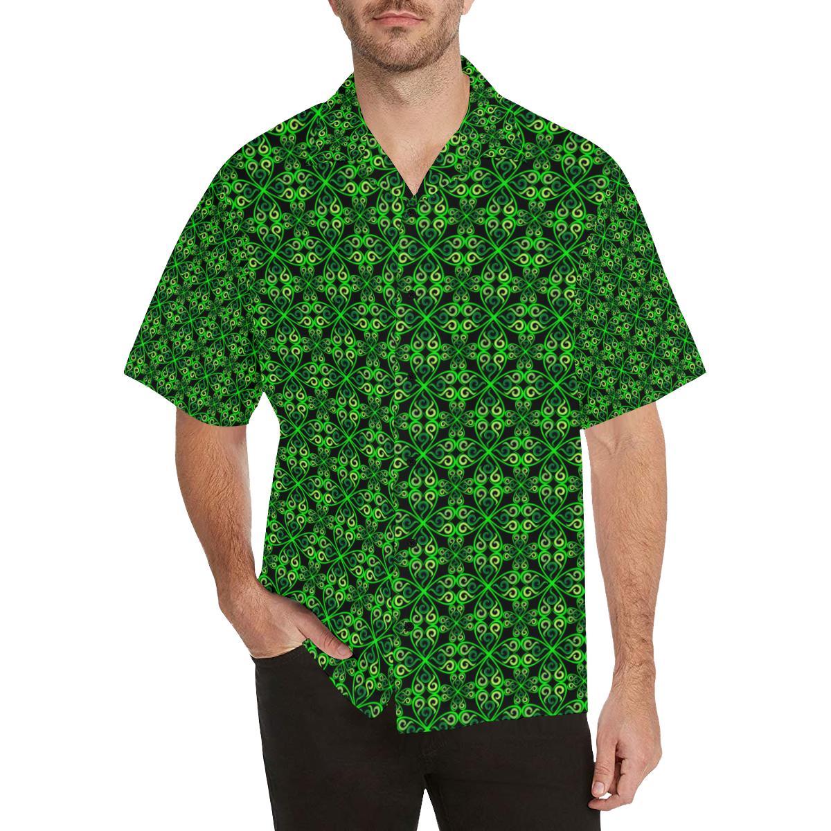 Celtic Green Neon Design Men Aloha Hawaiian Shirt